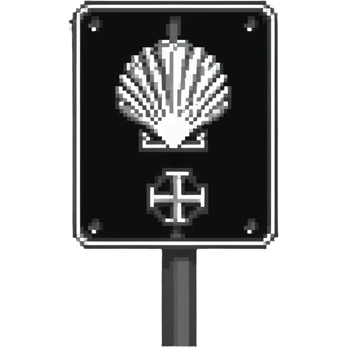 Camino de Santiago road sign with scallop shell symbol emoji