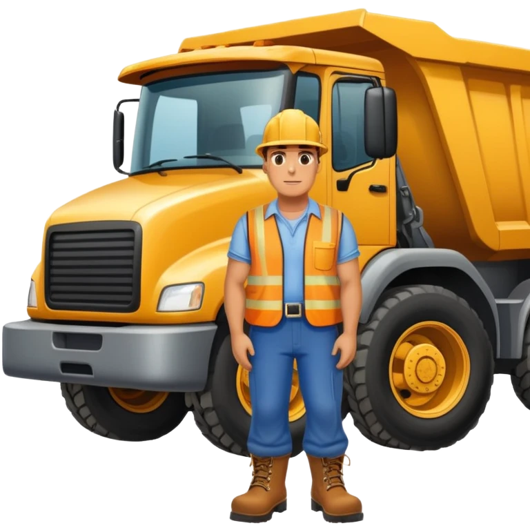 Man with big butt  standing in front of a dump truck  emoji