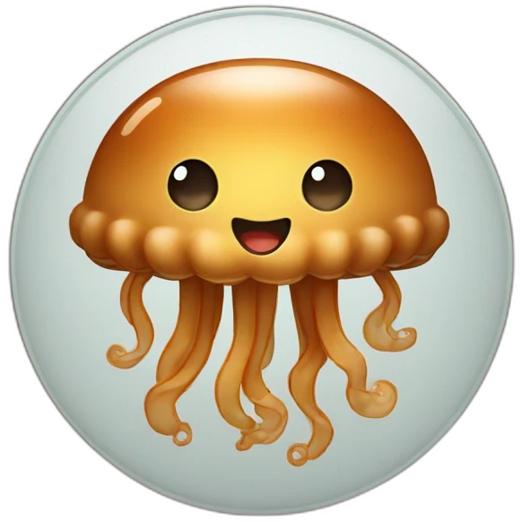 Cute brown jellyfish coin emoji