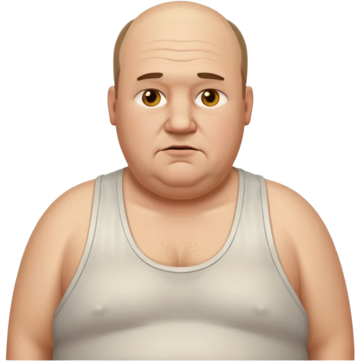 obese middle aged white man in wifebeater with  dirty appearance. His hair is very greasy and balding emoji