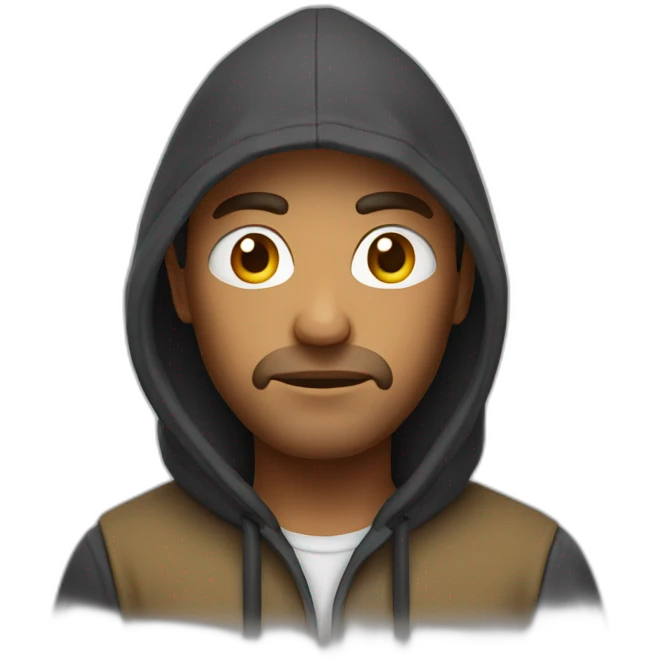man serious with hoody emoji