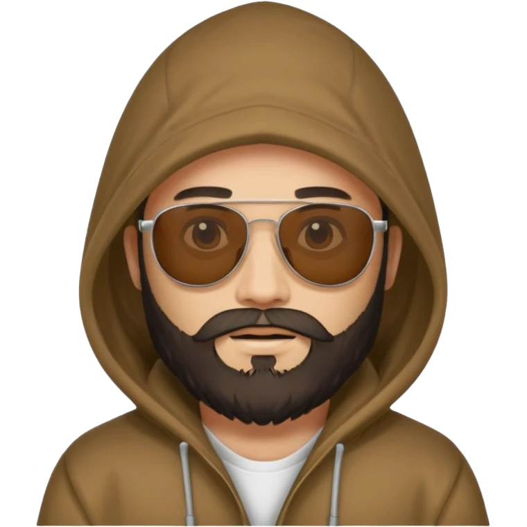 hooded people with beared with sunglass emoji