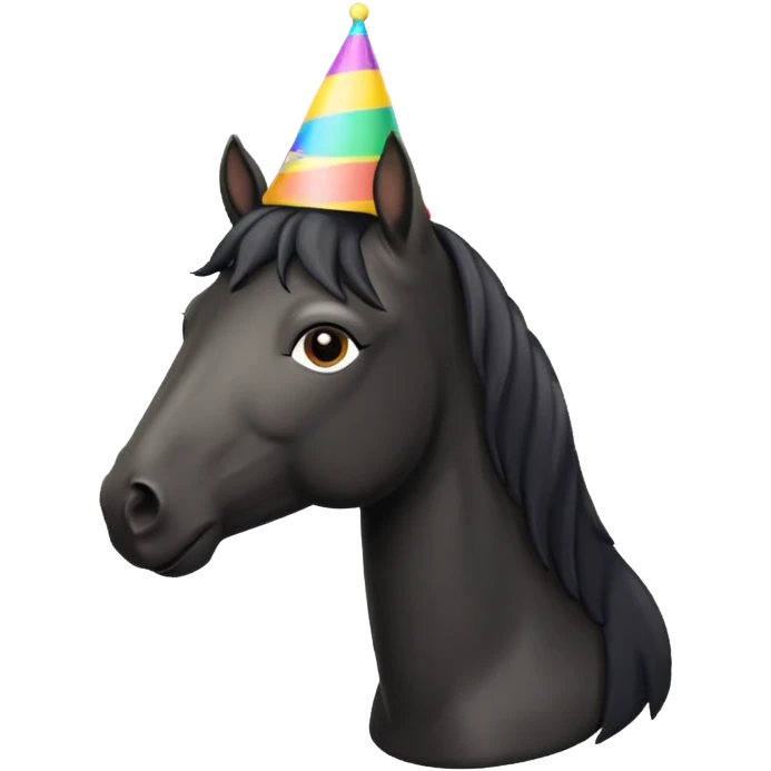 black horse in tshirt with party hat emoji