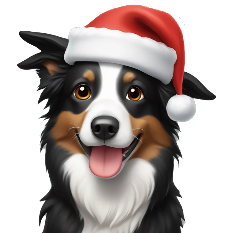 border collie with a santa hat on  emoji