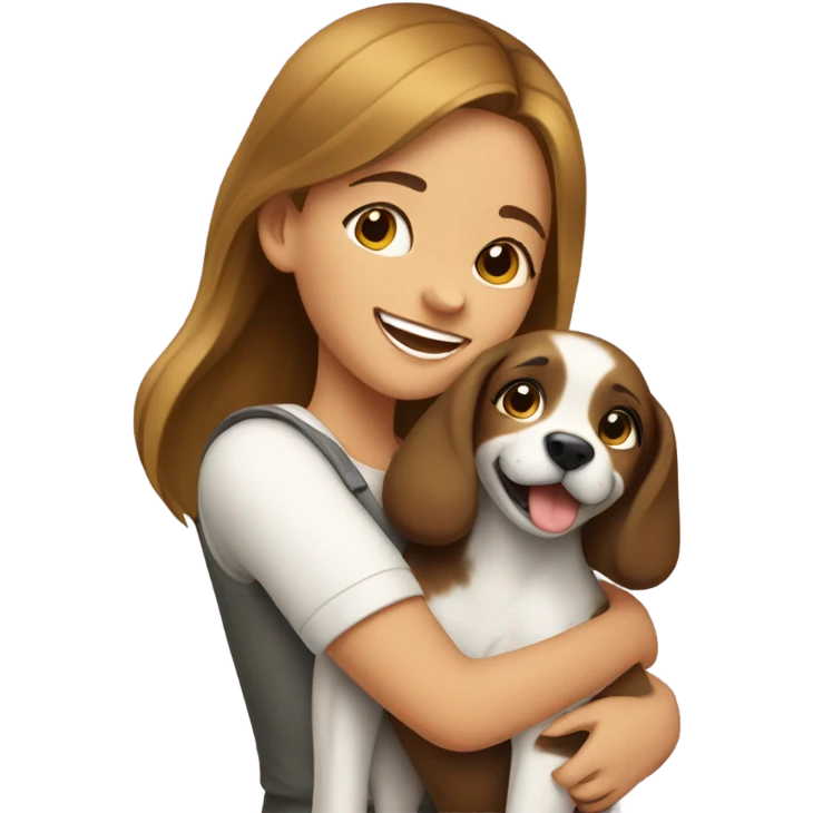 Girl hugging a dog emoji