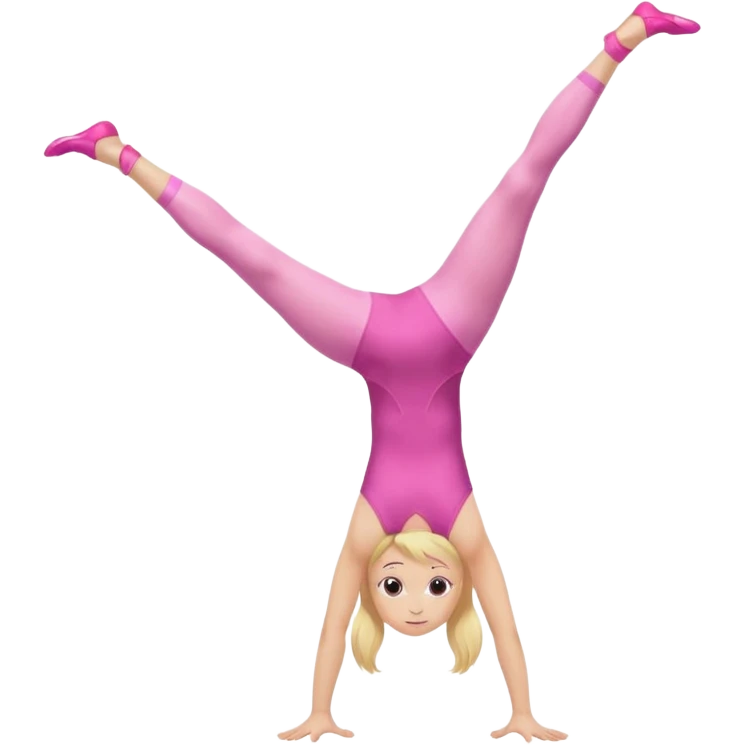 dancer-gymnast child with blonde hair in pink tights doing a handstand emoji