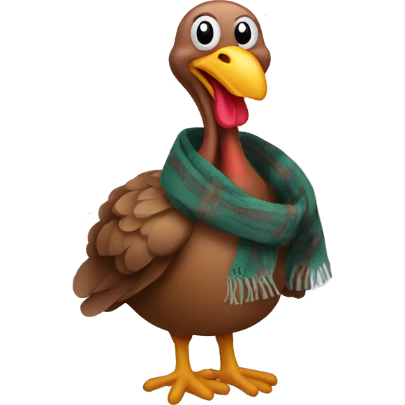 a turkey wearing a scarf emoji