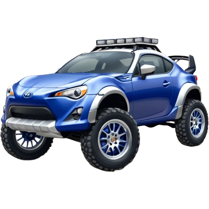 Rally Widened roof Long wheelbase widened pearly midnight snow dark blue 2nd generation 2025 Toyota 86 off-road racer chrome nerf bars,side steps mounted under-door-sill climbing rock sliders, and silver satin wheels  emoji