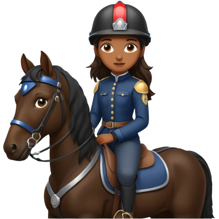 Brown girl on black shire horse  emoji
