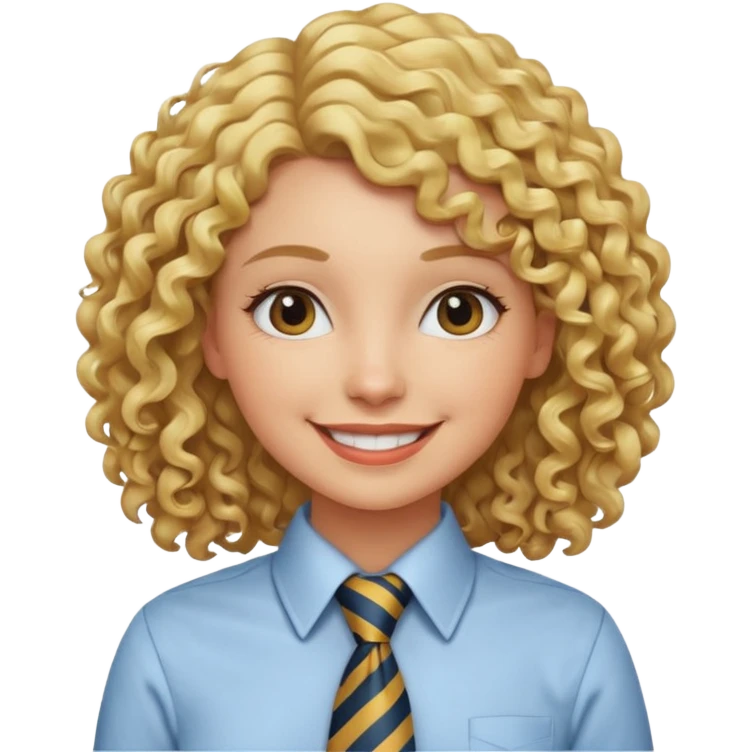 curly woman blonde with tie emoji