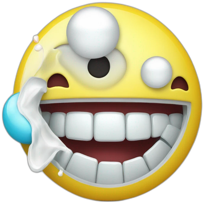 Emoji jaune faisant une Bulle de Chewing-gum emoji