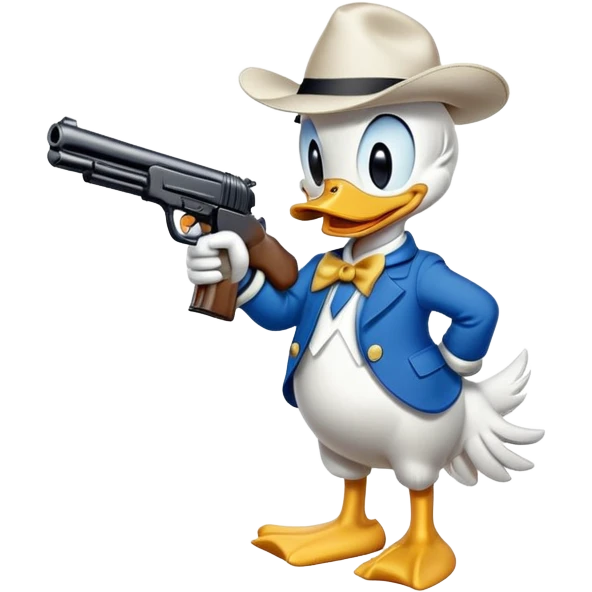 Donal the duck carrying a gun emoji