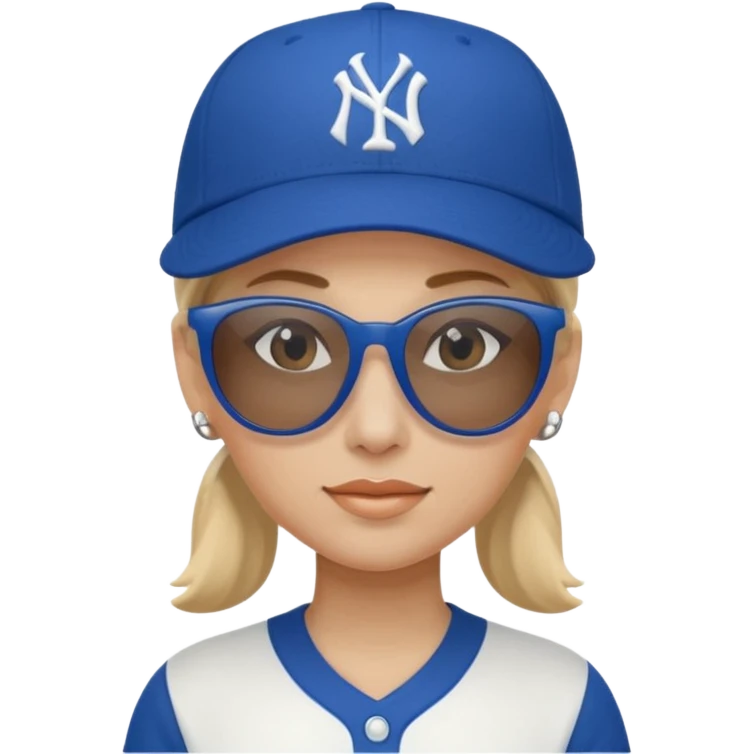 woman with blue jersey and baseball hat emoji
