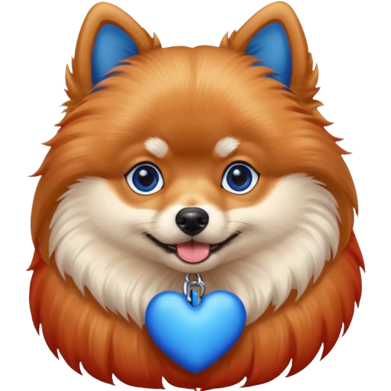 Pomeranian With Red Skin Blue eyes And Blue Tail emoji