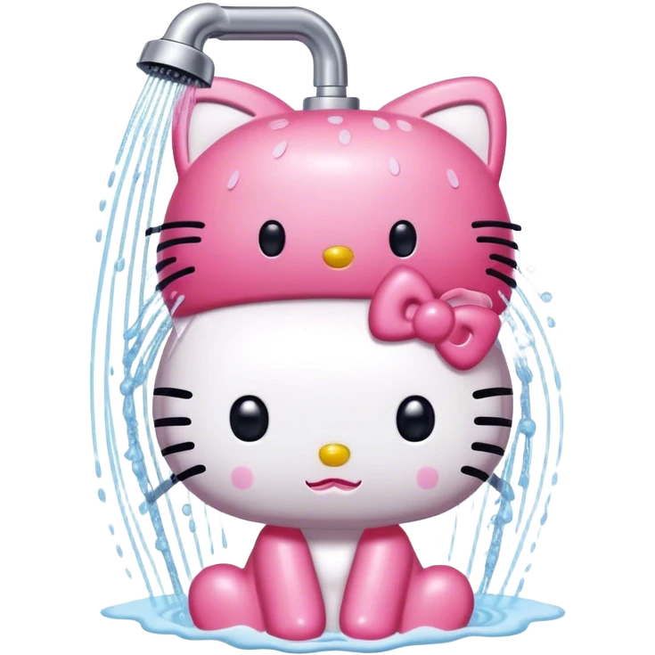 Hello kitty taking a shower emoji