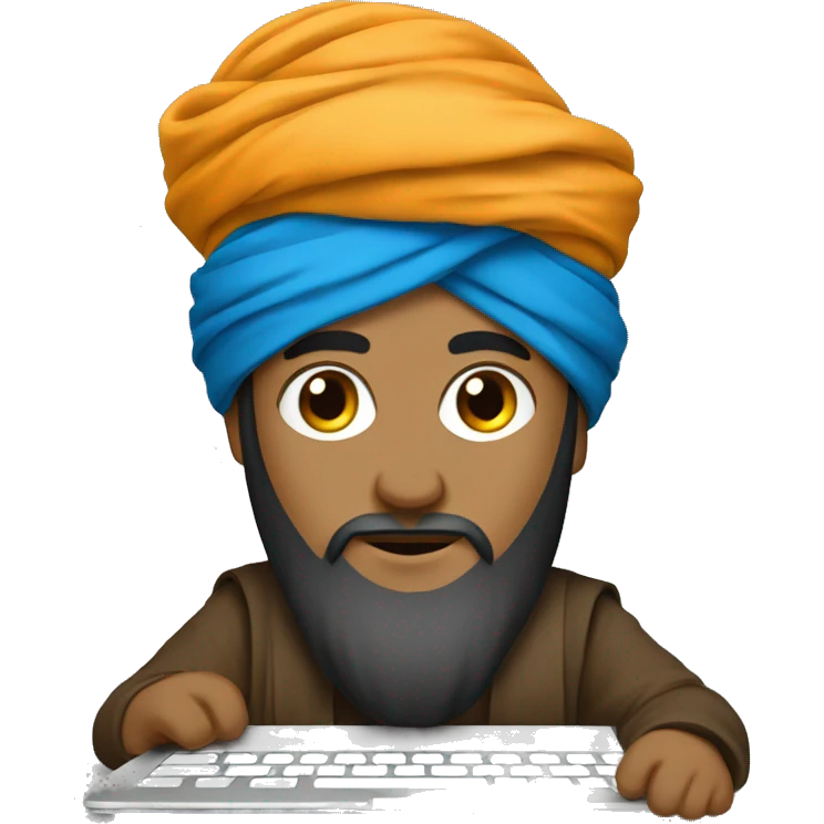 A caliph with turban writing in a laptop emoji