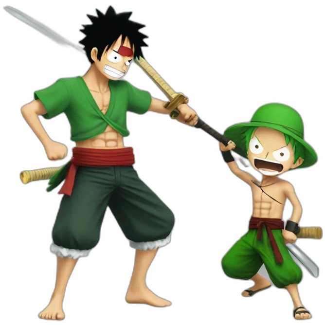 Luffy and Zoro fight emoji