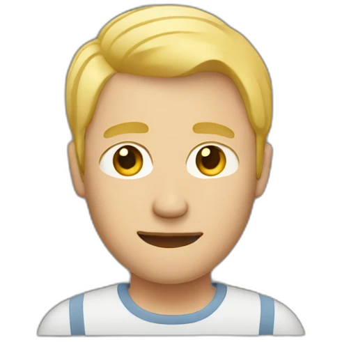 man with receding blonde hair holding iphone emoji
