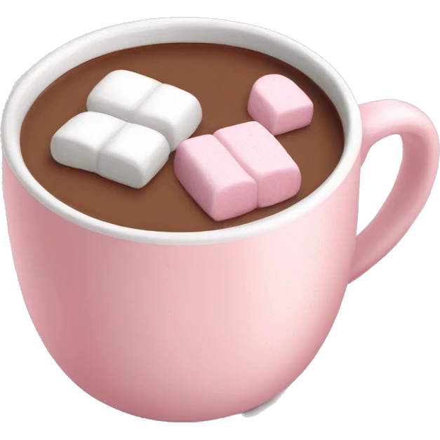 Light Pink mug of hot chocolate with marshmallows  emoji