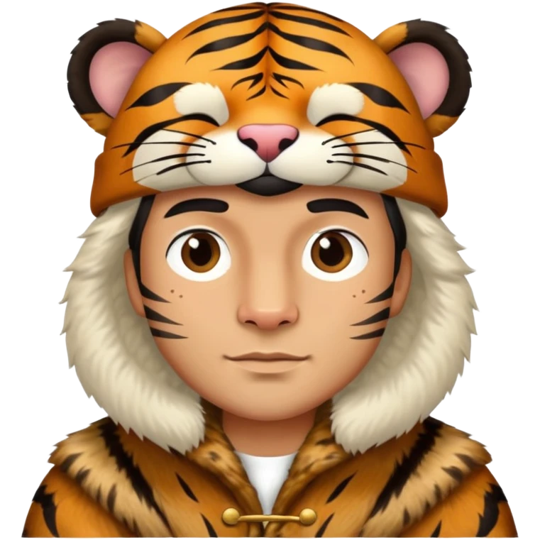 Ancient Russian boyar tiger with fur coat and hat emoji