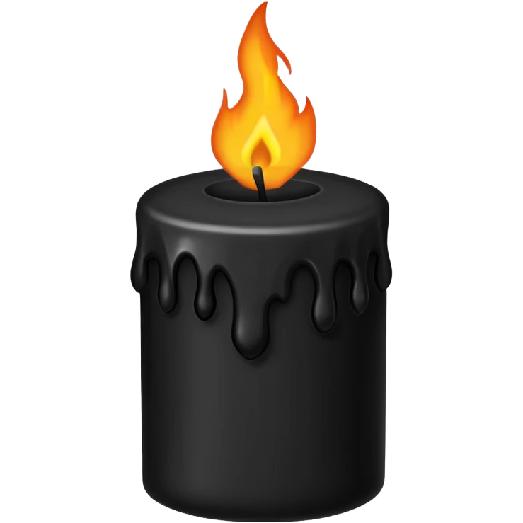 Black wax candle with eerie flame, minimalist gothic iOS emoji emoji