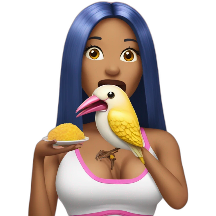 Nicki Minaj eating a bird emoji