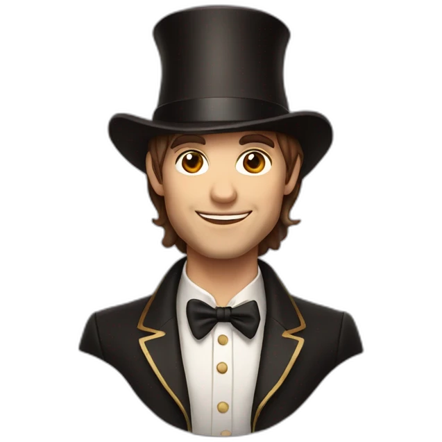 magician with side bangs, brown hair with magician hat emoji