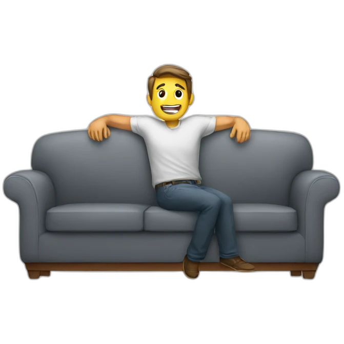 Man holding a couch emoji