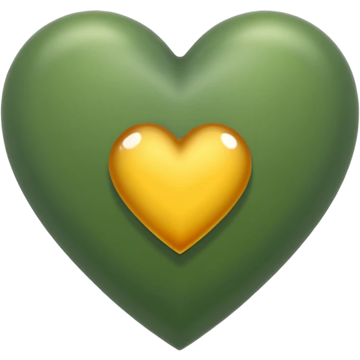 A heart with a golden hazel color in the middle and the sides are greenish gray and the rest of the heart color is green emoji