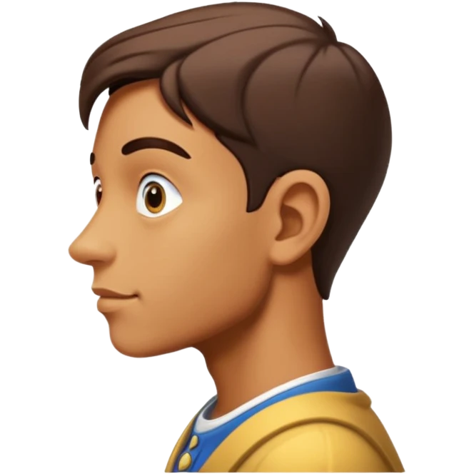 man with pinocchio effect, side view emoji