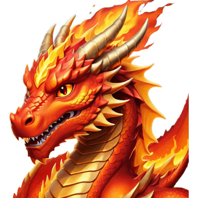cinematic-noble-fierce-fire-dragon-portrait-emoji,-poised-and-imposing,-with-a-muscular,-scaled-body-ablaze-in-fiery-hues-of-crimson,-molten-orange,-and-molten-gold,-and-intense,-burning-eyes-that-mirror-the-heart-of-a-volcano;-rendered in detail emoji