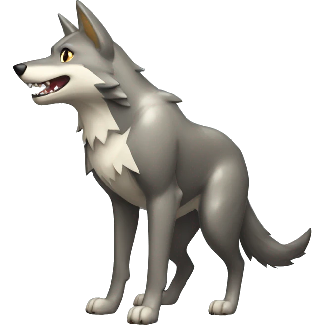Shiny Wolf-Pokémon with a shark tail and a shark fin on back Full Body emoji