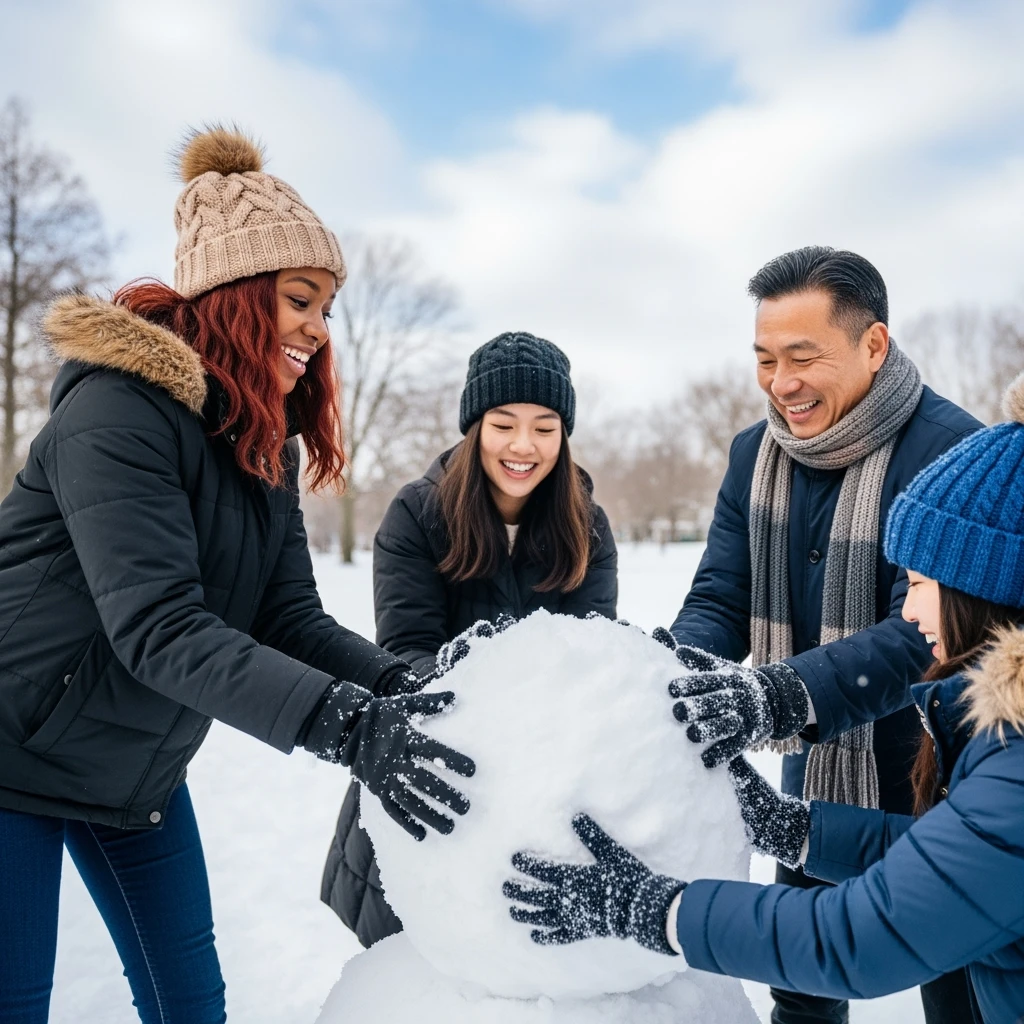 people making a snowman emoji