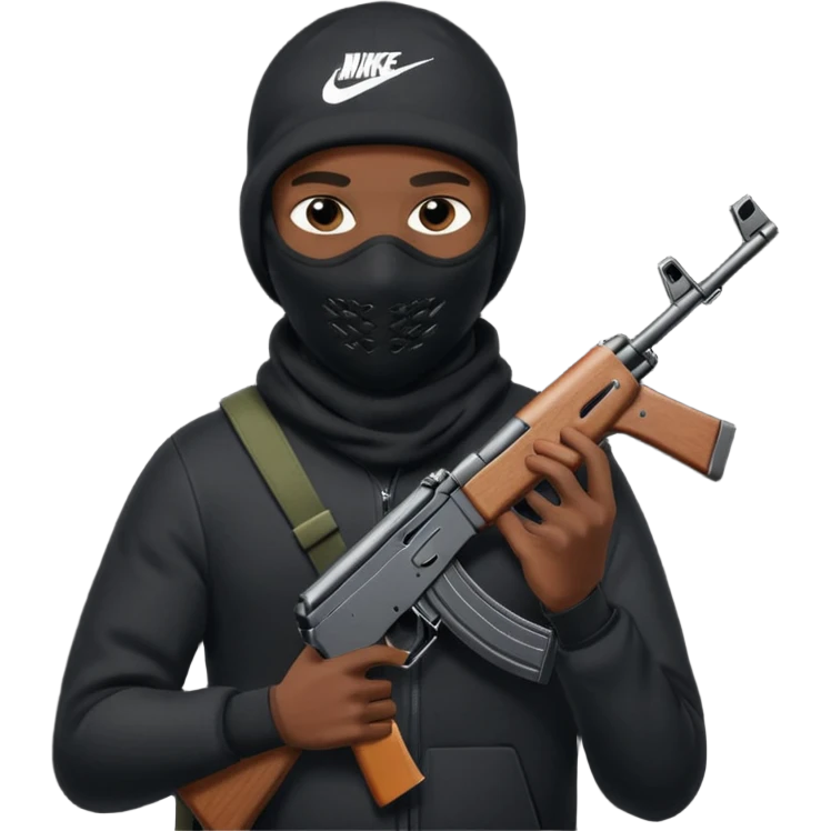 Nike ski mask black man with AK-47 emoji