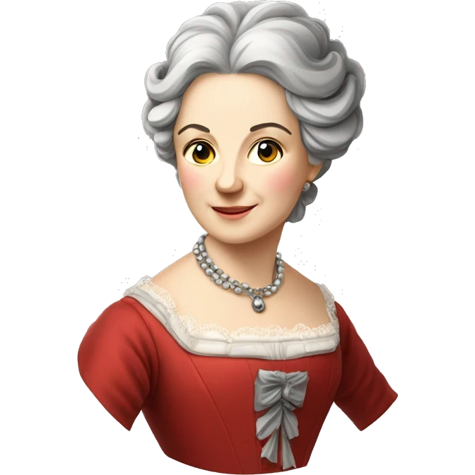 ￼ 18th century Italian aristocratic lady with grey hair and red dress emoji