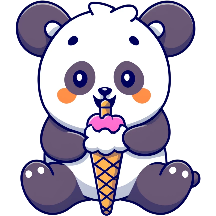 Panda eating ice cream emoji
