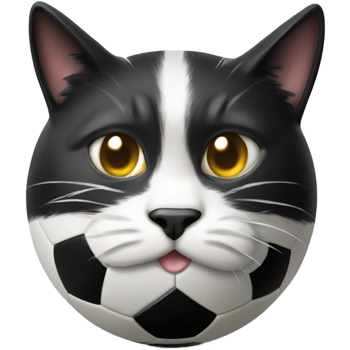 Black white cat kick football ball emoji
