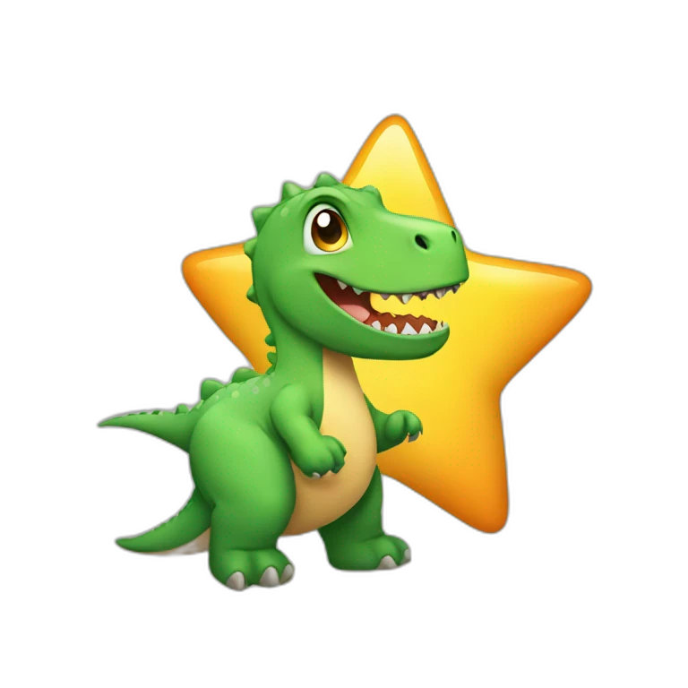 Dinosaur-holding-a-star emoji