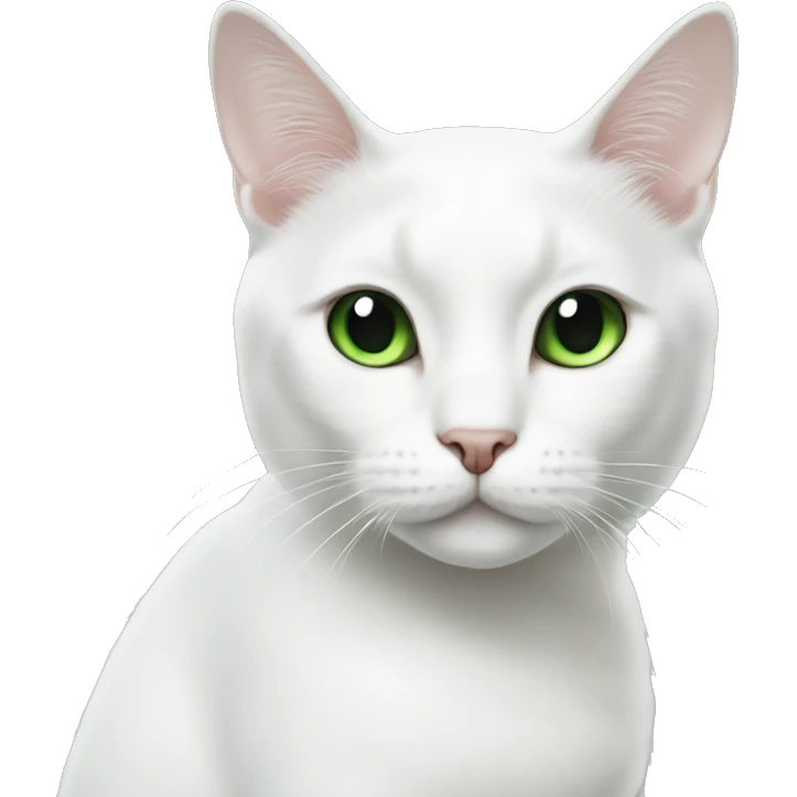 White cat with black ears, black over right eye and green eyes emoji
