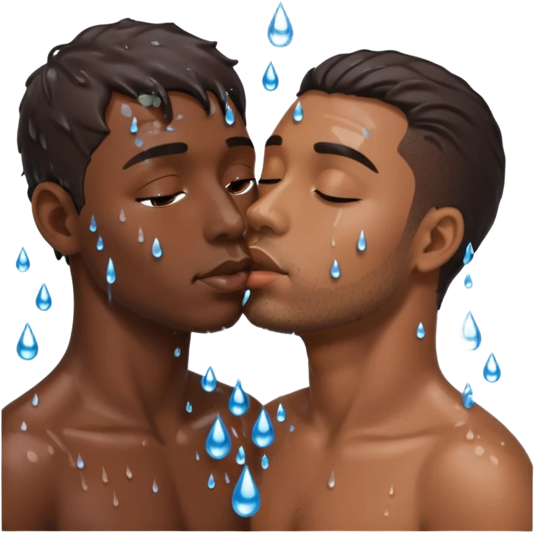 Man black and man kiss in shower emoji