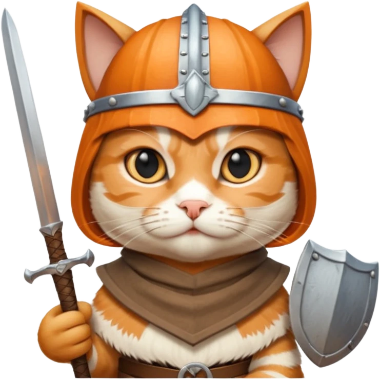 Viking Cat in viking hat holding tiny sword emoji