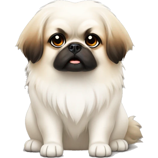 white pekingese with black and brown spots emoji