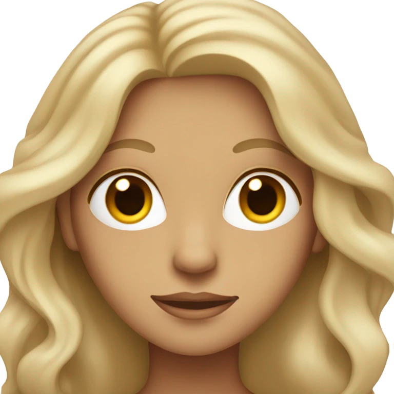 a woman with long wavy hair and brown eyes and white skin with macbook emoji