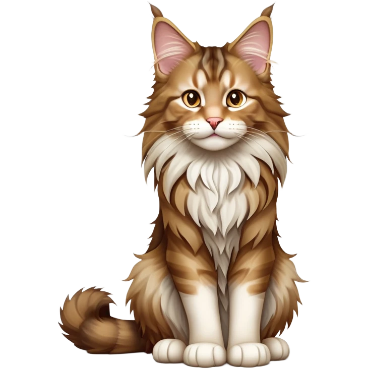 cinematic-[maine coon cat]-realistic-full-body-sitting-emoji,-tail-curled-playfully-around-its-paws,-head-tilted-dramatically,-scruffy-[maine coon]-fur,-simplified-yet-realistic-focused-features,-highly-detailed,-glowing-with-an-almost-sarcastic-glow emoji