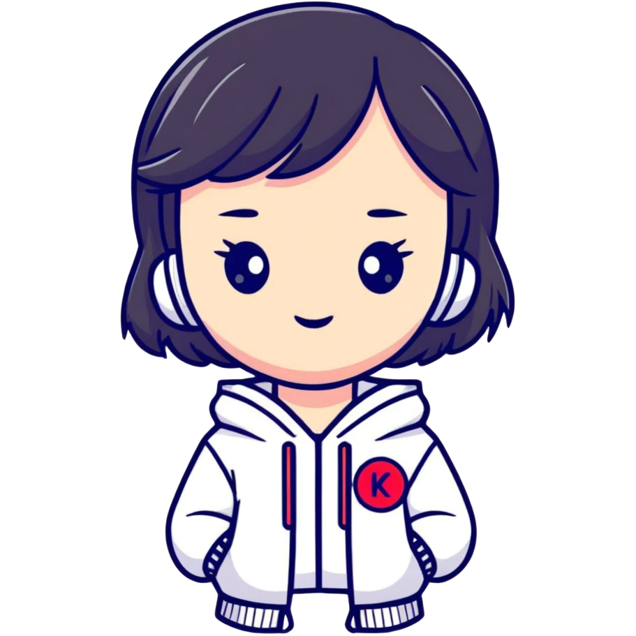 Korean girl with K-pop style emoji