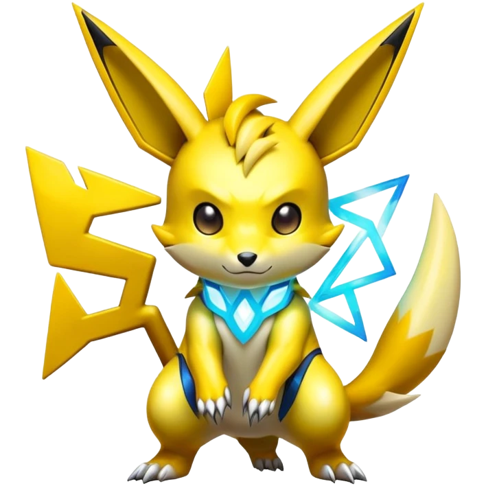 Shiny Futuristic Colorful Cyber-Pichu-Raichu-Renamon-Zeraora-hybrid-creature emoji