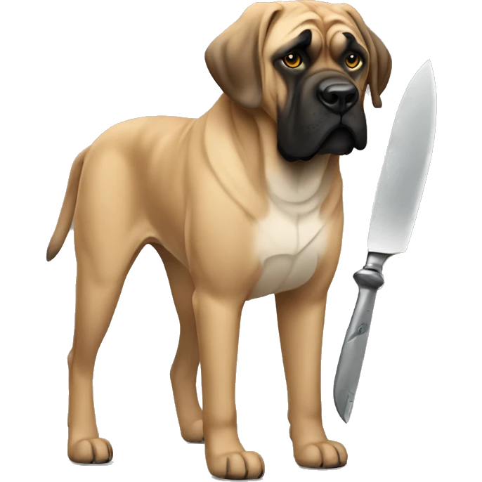 English mastiff holding knife  emoji