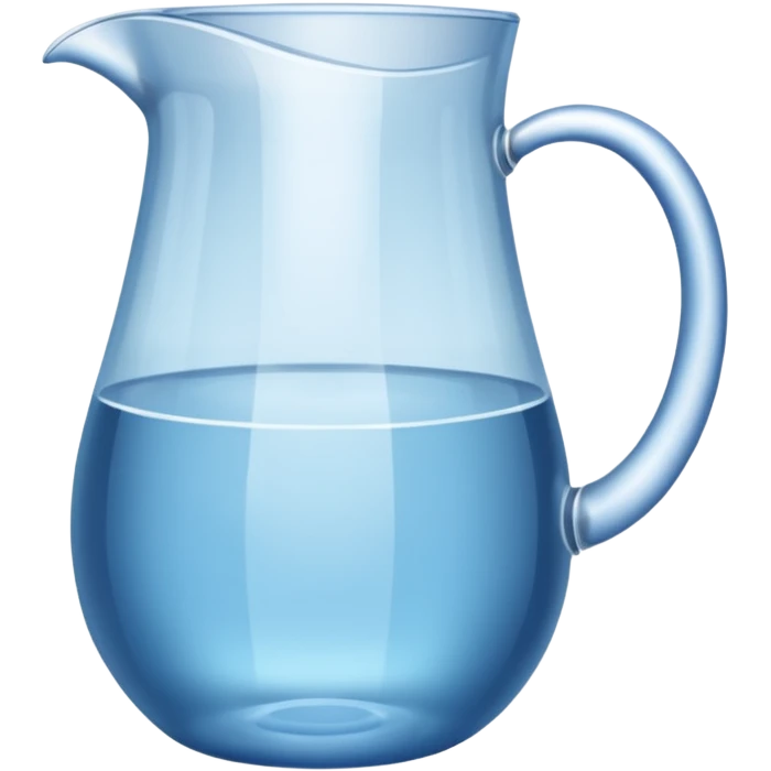 A water pitcher, transparent, slightly blue water, no lid, no droplets, tall. Without a handle and without nose.
 emoji