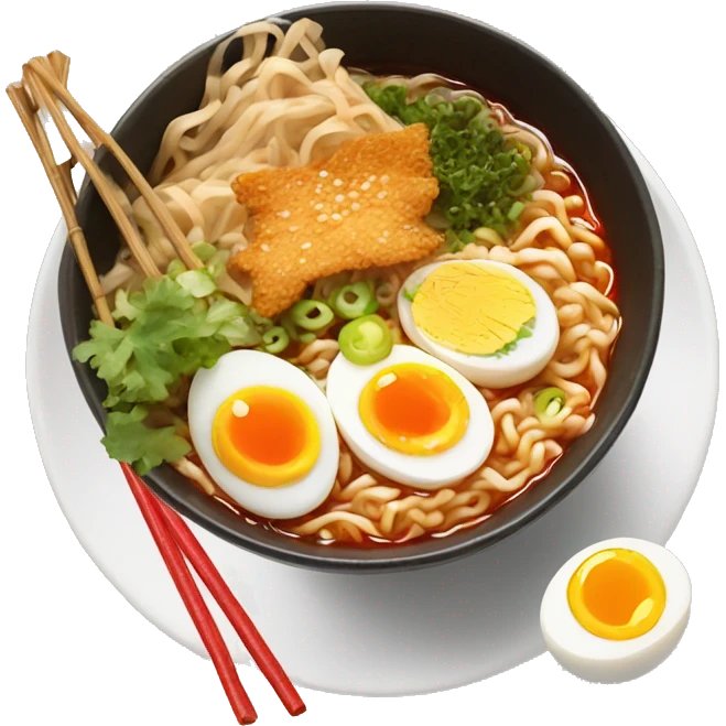 spicy ramen with soft boiled egg emoji