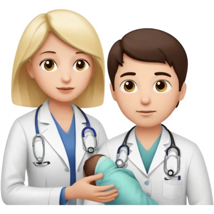 American doctor explaining to mother with sick child. for Family Medicine emoji with for family  emoji